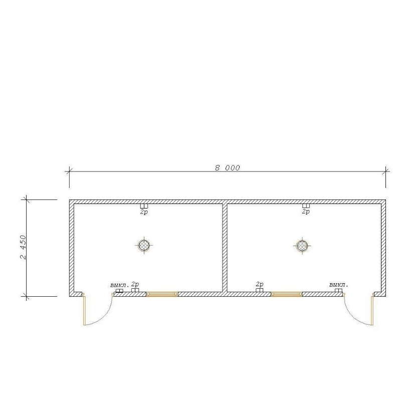 Бытовка двухкомнатная 8000х2400х2500 мм